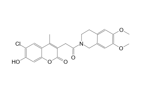 2H-1-benzopyran-2-one, 6-chloro-3-[2-(3,4-dihydro-6,7-dimethoxy-2(1H)-isoquinolinyl)-2-oxoethyl]-7-hydroxy-4-methyl-