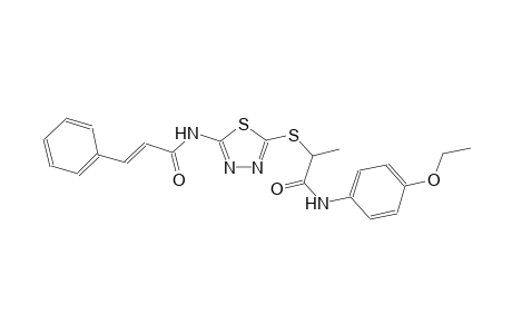 (2E)-N-(5-{[2-(4-ethoxyanilino)-1-methyl-2-oxoethyl]sulfanyl}-1,3,4-thiadiazol-2-yl)-3-phenyl-2-propenamide