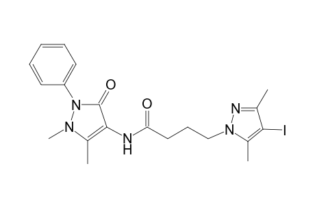 N-(1,5-dimethyl-3-oxo-2-phenyl-2,3-dihydro-1H-pyrazol-4-yl)-4-(4-iodo-3,5-dimethyl-1H-pyrazol-1-yl)butanamide