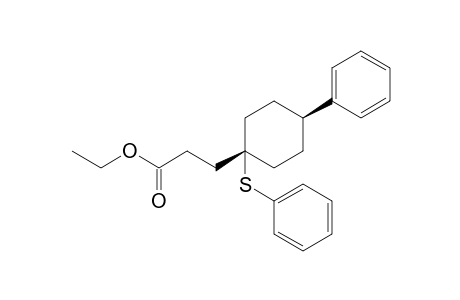 trans-Ethyl 3-((1SR,SR)-4-phenyl-1-(phenylthio)cyclohexyl)propanoate
