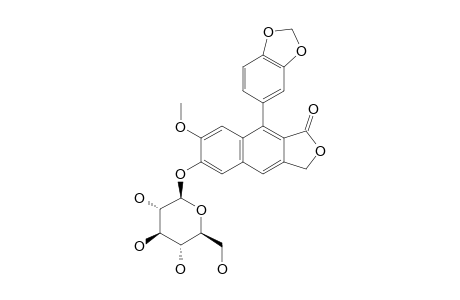DAURINOL_GLUCOSIDE;6-O-(BETA-D-GLUCOPYRANOSYLOXY)-7-METHOXY-1-(3',4'-METHYLENEDIOXYPHENYL)-3-HYDROXYMETHYLNAPHTHALENE-2-CARBOXYLIC_ACID_LACTONE