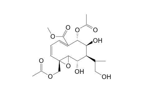 10-(Methoxycarbonyl)-1-acetoxy-2,4-dihydroxy-3-(1'-methyl-2'-hydroxyethyl)-5,6-epoxy-6-(acetoxymethyl)-deca-7,9-diene