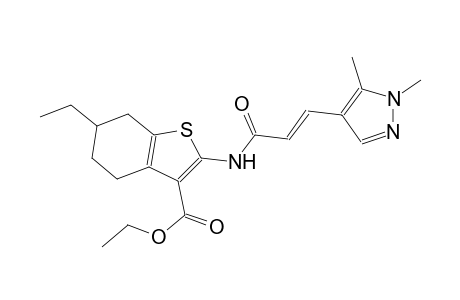 ethyl 2-{[(2E)-3-(1,5-dimethyl-1H-pyrazol-4-yl)-2-propenoyl]amino}-6-ethyl-4,5,6,7-tetrahydro-1-benzothiophene-3-carboxylate