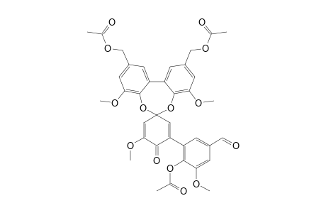 #13;TRIACETATE-OF-5'-(5''-CARBOXALDEHYDE-2''-HYDROXY-3''-METHOXYPHENYL)-6,9-BIS-(HYDROXYMETHYL)-3',4,11-TRIMETHOXYDIBENZO-[D,F]-[1,3]-DIOXEPIN-2-SPIRO-4'-C
