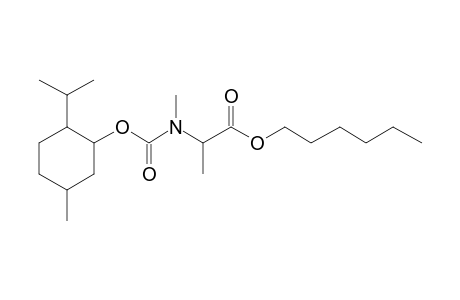 dl-Alanine, N-methyl-N-((1R)-(-)-menthyloxycarbonyl)-, hexyl ester