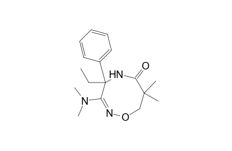 (2E)-3-(dimethylamino)-4-ethyl-7,7-dimethyl-4-phenyl-5,8-dihydro-1,2,5-oxadiazocin-6-one