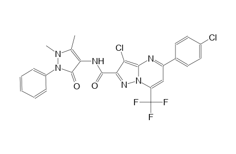 pyrazolo[1,5-a]pyrimidine-2-carboxamide, 3-chloro-5-(4-chlorophenyl)-N-(2,3-dihydro-1,5-dimethyl-3-oxo-2-phenyl-1H-pyrazol-4-yl)-7-(trifluoromethyl)-