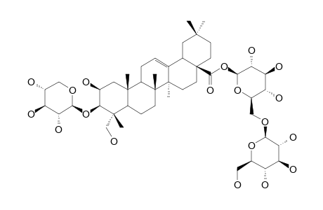 BELLIDIASTROSIDE-U(D2);3-O-BETA-D-XYLOPYRANOSYL-2-BETA,3-BETA,23-TRIHYDROXYOLEAN-12-EN-28-OIC-ACID-28-O-BETA-D-GLUCOPYRANOSYL(1->6)-BETA-D-G