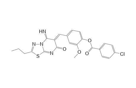 benzoic acid, 4-chloro-, 4-[(Z)-(5-imino-7-oxo-2-propyl-5H-[1,3,4]thiadiazolo[3,2-a]pyrimidin-6(7H)-ylidene)methyl]-2-methoxyphenyl ester
