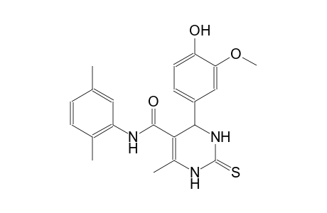 N-(2,5-dimethylphenyl)-4-(4-hydroxy-3-methoxyphenyl)-6-methyl-2-thioxo-1,2,3,4-tetrahydro-5-pyrimidinecarboxamide