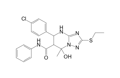 5-(4-Chlorophenyl)-2-(ethylthio)-7-hydroxy-7-methyl-N-phenyl-4,5,6,7-tetrahydro[1,2,4]triazolo[1,5-a]pyrimidine-6-carboxamide