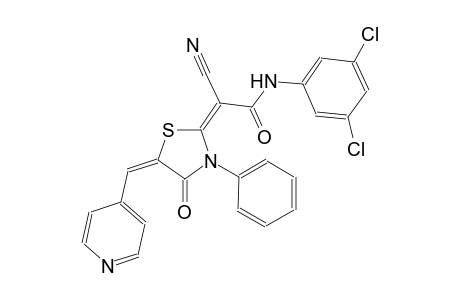(2E)-2-cyano-N-(3,5-dichlorophenyl)-2-[(5E)-4-oxo-3-phenyl-5-(4-pyridinylmethylene)-1,3-thiazolidin-2-ylidene]ethanamide