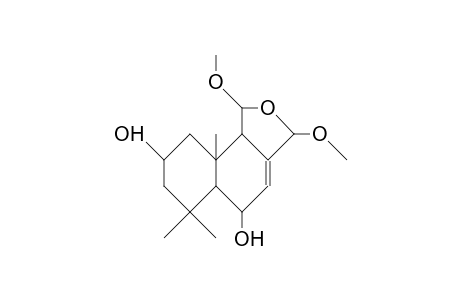 5b,8a-Dihydroxy-1,3-dimethoxy-6,6,9a-trimethyl-1,2,5,5a,6,7,8,9,9a,9b-decahydro-naphtho(1,2-C)furan