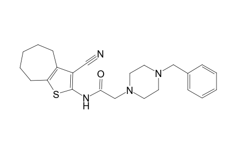 1-Pyrazineacetamide, N-(3-cyano-5,6,7,8-tetrahydro-4H-cyclohepta[b]thiophen-2-yl)hexahydro-4-(phenylmethyl)-