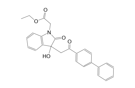 1H-indole-1-acetic acid, 3-(2-[1,1'-biphenyl]-4-yl-2-oxoethyl)-2,3-dihydro-3-hydroxy-2-oxo-, ethyl ester