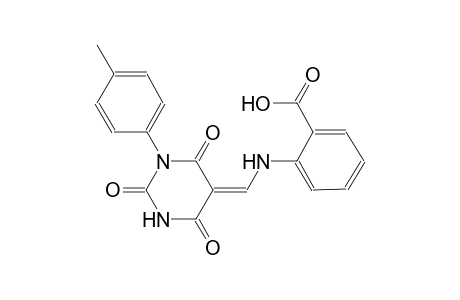 2-{[(Z)-(1-(4-methylphenyl)-2,4,6-trioxotetrahydro-5(2H)-pyrimidinylidene)methyl]amino}benzoic acid