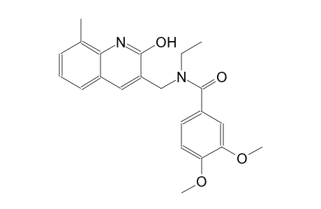N-ethyl-N-[(2-hydroxy-8-methyl-3-quinolinyl)methyl]-3,4-dimethoxybenzamide