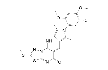 (6E)-6-{[1-(5-chloro-2,4-dimethoxyphenyl)-2,5-dimethyl-1H-pyrrol-3-yl]methylene}-5-imino-2-(methylsulfanyl)-5,6-dihydro-7H-[1,3,4]thiadiazolo[3,2-a]pyrimidin-7-one