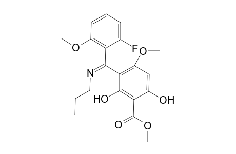2,4-Dihydroxy-6,6'-dimethoxy-2'-fluoro-3-(methoxycarbonyl)beznophenone-N-(2-nethylethyl)ketimine
