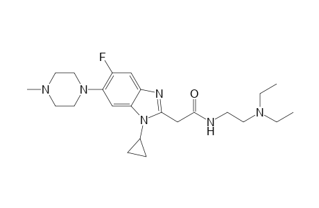 N-[(N',N'-Diethylamino)ethyl]-5-fluoro-6-(N'-methylpiperazin-1'-yl)-1-cyclopropyl-1H-benzimidazole-2-acetamide