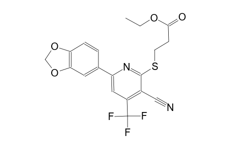 ethyl 3-{[6-(1,3-benzodioxol-5-yl)-3-cyano-4-(trifluoromethyl)-2-pyridinyl]sulfanyl}propanoate