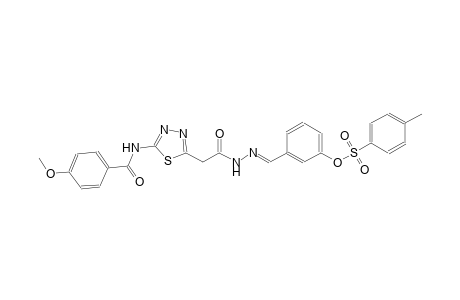 3-{(E)-[2-(2-{5-[(4-methoxybenzoyl)amino]-1,3,4-thiadiazol-2-yl}acetyl)hydrazono]methyl}phenyl 4-methylbenzenesulfonate