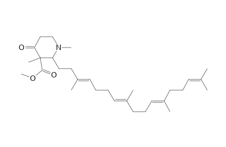 3-Carbomethoxy-1,3-dimethyl-2-[3,8,12,16-tetramethyl-3(E),7(E),11(E),15-heptadecatetraenyl]-4-piperidone