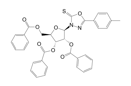 5-(4-Methylphenyl)-3-(2,3,5-tribenzoyl-.beta.-ribofuranosyl)-1,3,4-oxadiazole-2(3H)-thione