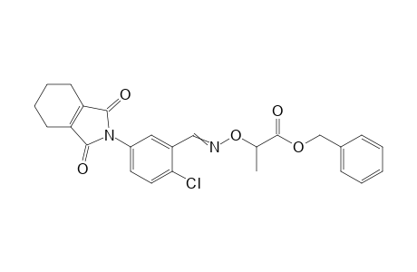 Propanoic acid, 2-[[[[2-chloro-5-(1,3,4,5,6,7-hexahydro-1,3-dioxo-2H-isoindol-2-yl)phenyl]methylene]amino]oxy]-, phenylmethyl ester