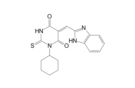 (5Z)-5-(1H-benzimidazol-2-ylmethylene)-1-cyclohexyl-2-thioxo-hexahydropyrimidine-4,6-dione