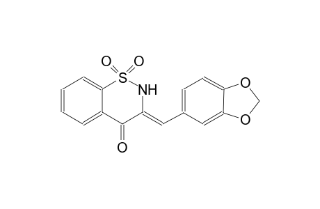 4H-1,2-benzothiazin-4-one, 3-(1,3-benzodioxol-5-ylmethylene)-2,3-dihydro-, 1,1-dioxide, (3Z)-