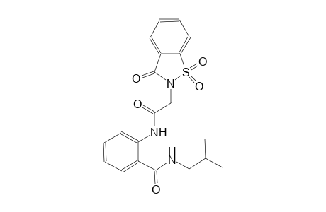 2-{[(1,1-dioxido-3-oxo-1,2-benzisothiazol-2(3H)-yl)acetyl]amino}-N-isobutylbenzamide