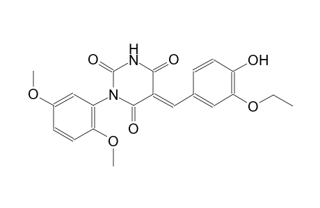 (5E)-1-(2,5-dimethoxyphenyl)-5-(3-ethoxy-4-hydroxybenzylidene)-2,4,6(1H,3H,5H)-pyrimidinetrione
