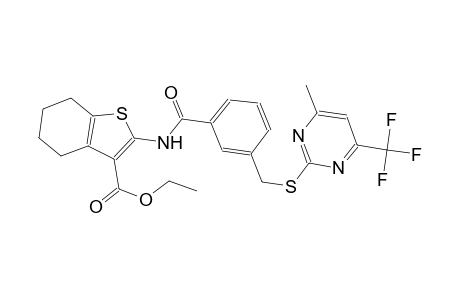 ethyl 2-{[3-({[4-methyl-6-(trifluoromethyl)-2-pyrimidinyl]sulfanyl}methyl)benzoyl]amino}-4,5,6,7-tetrahydro-1-benzothiophene-