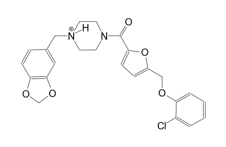 1-(1,3-benzodioxol-5-ylmethyl)-4-{5-[(2-chlorophenoxy)methyl]-2-furoyl}piperazin-1-ium