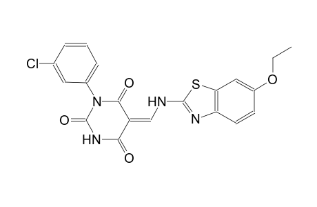 (5Z)-1-(3-chlorophenyl)-5-{[(6-ethoxy-1,3-benzothiazol-2-yl)amino]methylene}-2,4,6(1H,3H,5H)-pyrimidinetrione