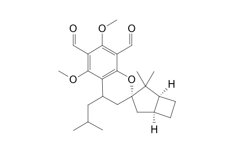 Spiro[2H-1-benzopyran-2,3'-bicyclo[3.2.0]heptane]-6,8-dicarboxaldehyde, 3,4-dihydro-5,7-dimethoxy-2',2'-dimethyl-4-(2-methylpropyl)-, [1'.alpha.,3'.alpha.,3'(R*),5'.alpha.]-(.+-.)-