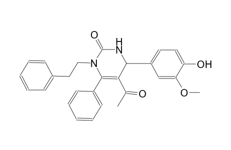 5-acetyl-4-(4-hydroxy-3-methoxyphenyl)-6-phenyl-1-(2-phenylethyl)-3,4-dihydro-2(1H)-pyrimidinone