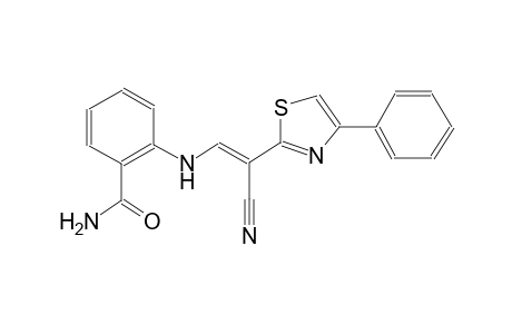 2-{[(E)-2-cyano-2-(4-phenyl-1,3-thiazol-2-yl)ethenyl]amino}benzamide