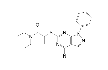 ALPHA-(4-AMINO-1-PHENYLPYRAZOLO-[3,4-D]-PYRIMIDIN-6-YLTHIO)-N,N-DIETHYL-PROPANAMIDE