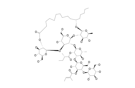 CALYSOLIN_IV;11-S-JALAPINOLIC_ACID_11-O-BETA-D-GLUCOPYRANOSYL-(1->4)-O-(3-O-TIGLOYL)-BETA-D-GLUCOPYRANOSYL-(1->3)-O-(2-O-2-S-METHYL