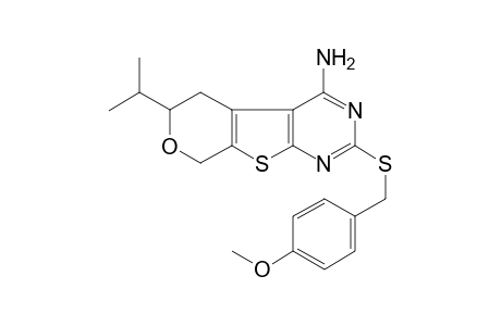 6H-Pyrano[4',3':4,5]thieno[2,3-d]pyrimidin-4-amine, 5,8-dihydro-2-[[(4-methoxyphenyl)methyl]thio]-6-(1-methylethyl)-