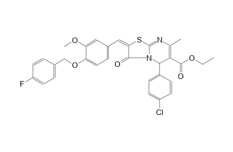 5H-thiazolo[3,2-a]pyrimidine-6-carboxylic acid, 5-(4-chlorophenyl)-2-[[4-[(4-fluorophenyl)methoxy]-3-methoxyphenyl]methylene]-2,3-dihydro-7-methyl-3-