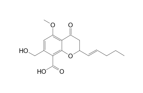 CAVOXONE;2-(1E-PENTENYL)-5-METHOXY-7-HYDROXYMETHYL-8-CARBOXYLIC-ACID-CHROMAN-4-ONE