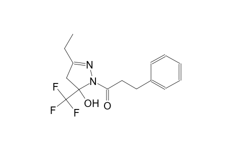 3-ethyl-1-(3-phenylpropanoyl)-5-(trifluoromethyl)-4,5-dihydro-1H-pyrazol-5-ol