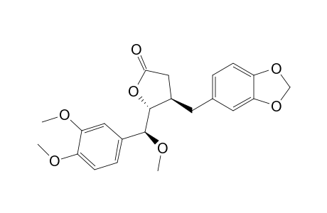 (3R*,4R*)-3-(3,4-Methylenedioxybenzyl)-4-[(.alpha.S*)-.alpha.-methoxy-3,4-dimethoxybenzyl]-.gamma.-butyrolactone