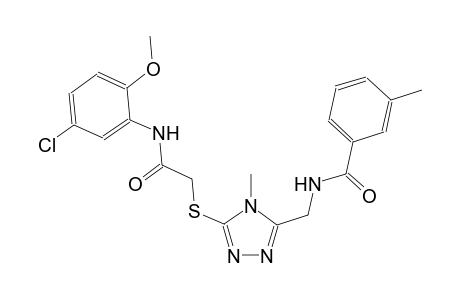 N-[(5-{[2-(5-chloro-2-methoxyanilino)-2-oxoethyl]sulfanyl}-4-methyl-4H-1,2,4-triazol-3-yl)methyl]-3-methylbenzamide