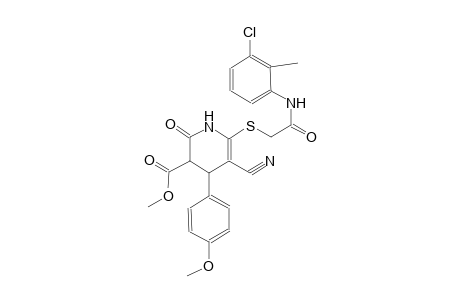 methyl 6-{[2-(3-chloro-2-methylanilino)-2-oxoethyl]sulfanyl}-5-cyano-4-(4-methoxyphenyl)-2-oxo-1,2,3,4-tetrahydro-3-pyridinecarboxylate