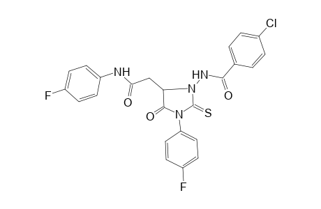 4-Chloranyl-N-[3-(4-fluorophenyl)-5-[2-[(4-fluorophenyl)amino]-2-oxidanylidene-ethyl]-4-oxidanylidene-2-sulfanylidene-imidazolidin-1-yl]benzamide