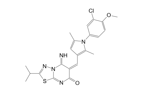 (6E)-6-{[1-(3-chloro-4-methoxyphenyl)-2,5-dimethyl-1H-pyrrol-3-yl]methylene}-5-imino-2-isopropyl-5,6-dihydro-7H-[1,3,4]thiadiazolo[3,2-a]pyrimidin-7-one